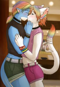 Rating: Safe Score: 0 Tags: 2011 alternative_fashion anthro bottomwear clothed clothing collar crossdressing detailed_background digital_drawing_(artwork) digital_media_(artwork) domestic_cat dragon duo e621 ear_piercing felid feline felis femboy fully_clothed fur hair interspecies kiss_on_lips kissing male male/male mammal multicolored_hair mythological_creature mythological_scalie mythology piercing rainbow_hair ramzryu ramzyuu_(ramzyru) revy_(revy) romantic romantic_couple scalie scene_(fashion) shorts side_view sparklefur tail toony white_body white_fur User: bunchy7s