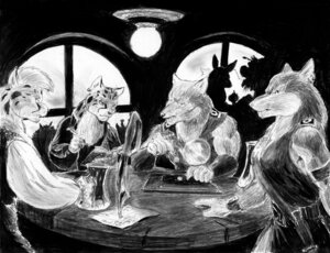 Rating: Safe Score: 0 Tags: bar canid canine canis cheetah dagger e621 felid feline female fleetfoot fur group male mammal melee_weapon monochrome pirate richard_bartrop science_fiction sketch swiftfoot vergeh weapon wolf User: bunchy7s