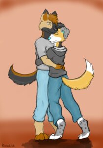 Rating: Safe Score: 0 Tags: anthro canid canine canis child clothing cuddling domestic_dog duo e621 eyes_closed german_shepherd herding_dog hug kado koosh-ball kraze male mammal pastoral_dog standing tail young young_anthro User: bunchy7s