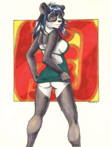 Rating: Questionable Score: 0 Tags: 5_fingers anthro ayame_emaya backless_clothing backless_dress bear biped black_hair blue_hair bottomless breasts brown_eyes butt clothed clothing dress e621 female fingers fur giant_panda glance green_clothing green_dress grey_body grey_fur hair humanoid_hands looking_at_viewer looking_back mammal rear_view side_boob skimpy solo standing upskirt white_body white_fur User: bunchy7s