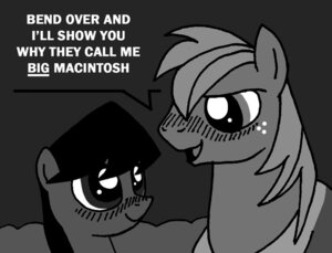 Rating: Questionable Score: 0 Tags: 2013 big_macintosh_(mlp) black_eyes black_hair blush closed-closets-mod closed_closets clothing compression_artifacts dialogue disembodied_head duo e621 earth_pony english_text equid equine eye_contact fan_character freckles friendship_is_magic fur grey_background grey_body grey_eyes grey_fur greyscale hair hasbro horse innuendo looking_at_another looking_at_viewer male mammal mane monochrome my_little_pony open_mouth plow_yoke pony simple_background smile standing text tongue User: bunchy7s