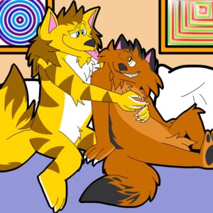 Rating: Questionable Score: 0 Tags: 1:1 anthro bed bedroom cougar duo e621 felid feline furniture hi_res hybrid inside jeral liger lion male male/male mammal pantherine stripes teeth tongue User: bunchy7s