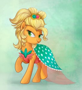 Rating: Safe Score: 0 Tags: 2014 alternate_hairstyle apple_jewel_(mlp) applejack_(mlp) blonde_hair clothed clothing drag_(fashion) drag_queen dress e621 earth_pony equid equine eyelashes female feral freckles friendship_is_magic fur gem green_background green_eyes hair half-closed_eyes hasbro hi_res hooves horse jewelry long_hair looking_at_viewer mammal mn27 my_little_pony narrowed_eyes orange_body orange_fur pony simple_background smile solo standing User: bunchy7s