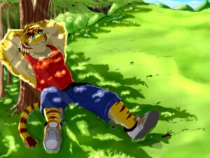 Rating: Safe Score: 0 Tags: 2012 4:3 abs anthro belt biceps biped blue_eyes bottomwear brown_body brown_fur bulge chest_tuft clothing detailed_background e621 eyebrows felid flexing footwear forest fur grin hands_behind_head lying male mammal markings morenatsu muscular muscular_anthro muscular_male on_back outside pantherine pants pecs pink_nose plant pose rei-zuka shirt shoes sitting smile solo spread_legs spreading stripes tan_body tan_fur tank_top thick_eyebrows tiger topwear torahiko_ooshima tree tuft yellow_body yellow_fur User: bunchy7s