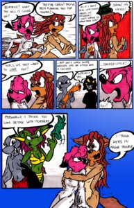 Rating: Safe Score: 0 Tags: anthro aquatic canid canine chicken_costume clothing comic costume david_hopkins e621 english_text female fish fox fursuit hi_res lizard mammal noodle_toy otter_suit reptile scalie shark text User: bunchy7s