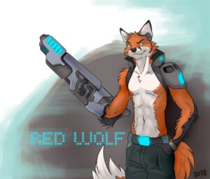 Rating: Safe Score: 0 Tags: 2008 anthro armor canid canine clothed clothing dipstick_tail e621 fox green_eyes koul male mammal markings ranged_weapon red_wolf_(character) science_fiction smile smirk solo tail tail_markings topless weapon User: bunchy7s