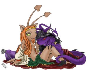 Rating: Questionable Score: 0 Tags: 2004 aisha_(neopets) alakiaiiro anthro black_hair bracelet breasts claws clothing court_dancer darigan_neopet desert_neopet duo e621 ear_piercing female green_eyes hair jewelry neopet_(species) neopets nude piercing pillow purple_body red_eyes red_hair simple_background tail white_background yellow_sclera User: bunchy7s