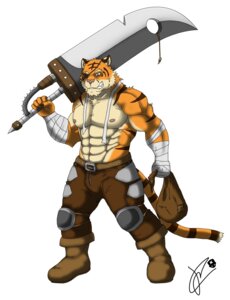 Rating: Safe Score: 0 Tags: abs anthro armor athletic bandage barazoku belt biceps big_muscles biped boots bottomwear clothed clothing e621 eye_patch eyewear fangs felid footwear hi_res kemono male mammal markings melee_weapon muscular muscular_anthro muscular_male nipples pantherine pants pecs shoes simple_background solo standing stripes sword teeth tiger topless unknown_artist warrior weapon white_background User: bunchy7s Rating: Safe Score: 0 Tags: abs anthro armor athletic bandage barazoku belt biceps big_muscles biped boots bottomwear clothed clothing e621 eye_patch eyewear fangs felid footwear hi_res kemono male mammal markings melee_weapon muscular muscular_anthro muscular_male nipples pantherine pants pecs shoes simple_background solo standing stripes sword teeth tiger topless unknown_artist warrior weapon white_background User: bunchy7s