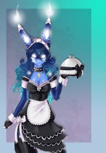 Rating: Safe Score: 0 Tags: 2013 alternative_fashion anthro biped blue_hair breasts cleavage clothed clothing conditional_dnp domestic_cat dress e621 empty_eyes felid feline felis female gloves glowing glowing_ears glowing_eyes goth hair handwear hat headgear headwear heart_symbol hi_res hybrid jewelry lagomorph legwear leporid long_hair looking_at_viewer maid_uniform mammal mrawl necklace rabbit ribbons smile solo stockings tray uniform white_eyes white_nose User: bunchy7s
