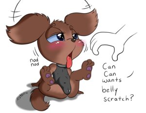 Rating: Explicit Score: 0 Tags: 2012 anthro blue_eyes brown_body brown_fur camel_toe cancan_(furcollector) canid canine disembodied_hand duo e621 english_text female fur furnut mammal midriff open_mouth sitting spread_legs spreading tail text tongue tongue_out young young_anthro young_female User: bunchy7s