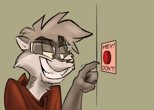 Rating: Safe Score: 0 Tags: anthro bad_idea cheek_tuft claws clothing conditional_dnp e621 english_text eyewear facial_tuft finger_claws fur glasses grey_body grey_fur grey_hair grin hair jonas male mammal pushbutton reaching red_button red_clothing red_topwear smile solo teeth temptation text topwear tuft User: bunchy7s
