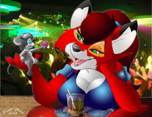 Rating: Questionable Score: 0 Tags: 2003 alcohol anthro bar beverage black_nose blue_eyes breasts canid canine cleavage clothed clothing dipstick_ears e621 ear_markings female fox fur green_eyes grey_body grey_fur group hair inside kittfoxx mammal markings mixed_media mouse multicolored_ears murid murine navel nipple_outline offering_flower offering_flowers photo_background photography_(artwork) red_body red_fur red_hair robin_(silkysworld) rodent solo_focus tail teeth User: bunchy7s