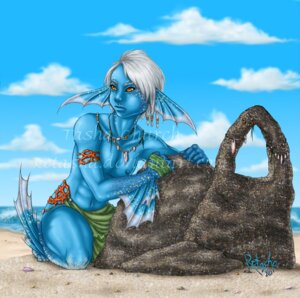 Rating: Safe Score: 0 Tags: 2010 aquatic beach beads big_ears blue_body clothed clothing cloud crouching detailed detailed_background distracting_watermark e621 fin hair humanoid jewelry male naiad necklace orange_eyes outside retasha rock sand seashell seaside shell shell_necklace sky solo topless watermark white_hair User: bunchy7s
