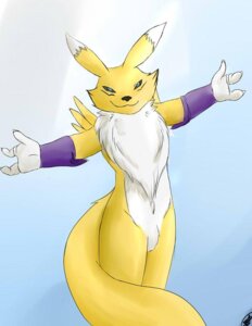 Rating: Safe Score: 0 Tags: ambiguous_gender anthro bandai_namco black_sclera canid canine clothing digimon digimon_(species) e621 fur gloves handwear hug looking_at_viewer mammal ookami-ki renamon simple_background solo tail wiskar yellow_body yellow_fur User: bunchy7s