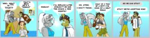 Rating: Safe Score: 0 Tags: accessory anthro black_hair bottomwear brown_body brown_fur brown_hair clothed clothing comic dialogue door doorway e621 english_text eye_contact female fluffy fluffy_tail fully_clothed fur furwillfly gesture grey_body grey_fur group hair hand_gesture hand_on_shoulder holding_object human inside looking_aside looking_at_another male mammal necktie pants pointing pointing_at_another ponytail question raised_tail rodent sciurid shirt short_hair shorts smile speech_bubble standing t-shirt tail tan_body tan_skin tank_top text topwear tree_squirrel walking whiskers white_hair User: bunchy7s