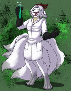 Rating: Safe Score: 0 Tags: abstract_background anthro black_nose breasts canid canine chemicals clothed clothing coat dragon e621 eyes_closed fangs female fox foxenawolf fur furred_dragon furred_scalie gloves grey_hair hair handwear horn hybrid lab_coat laugh mammal multi_tail mythological_creature mythological_scalie mythology open_mouth scalie simple_background skyican solo tail teeth topwear vial white_body white_fur white_hair User: bunchy7s