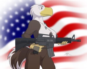 Rating: Explicit Score: 0 Tags: 2011 accipitrid accipitriform american_flag anthro ar-15 assault_rifle avian bald_eagle beak biped bird breasts brown_body brown_feathers canton clothing dog_tags e621 eagle feathers female flag flag_background genitals gloves gun handwear holding_gun holding_object holding_ranged_weapon holding_rifle holding_weapon jane_(spotty_the_cheetah) m4 nipples non-mammal_breasts non-mammal_nipples nude ranged_weapon rifle sea_eagle side_view signature simple_background solo spotty_the_cheetah standing tail united_states_of_america vulva weapon white_body white_feathers User: bunchy7s