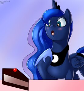 Rating: Safe Score: 0 Tags: 2013 blue_body blue_eyes blue_feathers blush cake cherry crown cutie_mark dessert e621 equid equine feathered_wings feathers female feral food friendship_is_magic fruit hasbro headgear heart_symbol hi_res horn jewelry mammal my_little_pony mythological_creature mythological_equine mythology necklace open_mouth plant princess_luna_(mlp) skyart301 solo sparkles tongue winged_unicorn wings User: bunchy7s