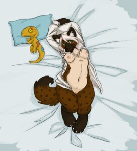 Rating: Explicit Score: 0 Tags: anthro barely_visible_genitalia barely_visible_vulva bed_sheet bedding belly biped bird's-eye_view blush breasts button_(fastener) claws clothed clothing collared_shirt conditional_dnp dress_shirt e621 feet female fys genitals green_eyes high-angle_view hindpaw hyena jenny_plush lying mammal navel nipples on_back open_clothing open_shirt open_topwear partially_clothed paws pillow plushie pose sefeiren shirt slightly_chubby solo spots spotted_hyena tail topwear vulva User: bunchy7s