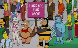 Rating: Questionable Score: 0 Tags: antennae_(anatomy) anthro ape arthropod beaver bee bumble_bee_man clothed clothing costume e621 english_text female fursuit grandfathered_content group haplorhine hat headgear headwear holding_object holding_sign hymenopteran insect lagomorph leporid male mammal overweight primate rabbit rodent screencap sign skimpy text the_simpsons unknown_artist what User: bunchy7s