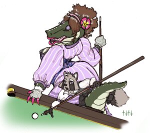 Rating: Questionable Score: 0 Tags: 4ofswords alexis_s._gator alligator alligatorid anthro crocodilian duo e621 female larger_female male mammal playful procyonid raccoon reptile scalie size_difference smaller_male snooker tail zach_coon User: bunchy7s