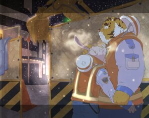 Rating: Safe Score: 0 Tags: anti_fix armor clothed clothing construction construction_equipment construction_worker detailed_background duo e621 felid hard_hat headgear helmet high-vis hug lagomorph leporid male mammal outside overweight pantherine predator/prey rabbit romantic romantic_ambiance size_difference slightly_chubby standing tachiuo tiger User: bunchy7s