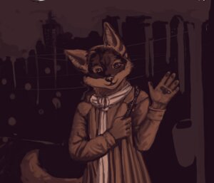 Rating: Safe Score: 0 Tags: anthro canid canine canis cheng_and_eng clothed clothing domestic_dog e621 fluffy fluffy_tail fur gesture looking_at_viewer male mammal monochrome sepia solo tail waving User: bunchy7s