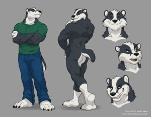 Rating: Questionable Score: 0 Tags: 2013 anthro badger bauson biceps biped black_body black_fur black_nose bottomwear brown_eyes butt claws close-up clothed clothing crossed_arms denim denim_bottomwear denim_clothing e621 eyewear fangs frown fully_clothed fur glasses grey_background grin jeans male mammal model_sheet muscular muscular_anthro muscular_male mustelid musteline nude off/on open_mouth pants paws pecs pose rear_view seductive shirt simple_background smile solo standing teeth toe_claws tongue topwear wfa white_body white_fur User: bunchy7s