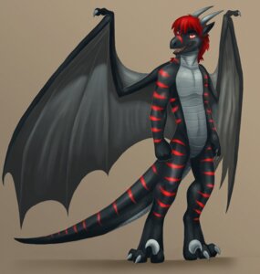 Rating: Safe Score: 0 Tags: 3_toes anthro biped black_body claws digitigrade dragon e621 european_mythology fareed feet glowing hair hi_res hindpaw killerdragn male membrane_(anatomy) membranous_wings mythological_creature mythological_scalie mythology nude paws red_hair scalie simple_background solo standing stripes tail toes vorelord western_dragon white_background wings User: bunchy7s
