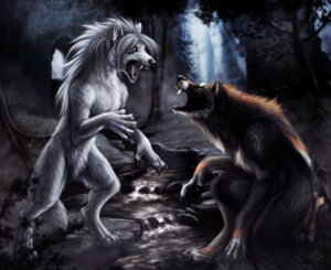 Rating: Safe Score: 0 Tags: aggressive anthro battle canid canine canis cedarwolf creek detailed detailed_background detailed_fur digitigrade duo e621 female forest fur male mammal nude outside plant scenery snarling tail tree wolf wood User: bunchy7s