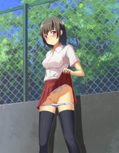 Rating: Questionable Score: 0 Tags: black_hair black_legwear blush embarrassed female flashing no_panties okeyataru original panties panty_pull pointy_chin pussy red_eyes rule34 short_hair skirt skirt_lift solo thighhighs uncensored underwear white_panties User: bunchy7s