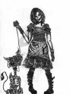 Rating: Safe Score: 0 Tags: alice_in_wonderland alice_liddell ambiguous_feral ambiguous_gender american_mcgee's_alice black_and_white bone boots chain chain_leash cheshire_cat cheshire_cat_(mcgee) cheshire_cat_(species) clothing collar creepy domestic_cat dress duo e621 ear_piercing felid feline felis female feral footwear gloves grin handwear human leash male mammal monochrome piercing shoes sitting skeleton smile standing ultimate-chaos12 watermark User: bunchy7s