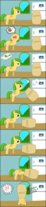 Rating: Safe Score: 0 Tags: absurd_res amputee black_border border comic cookie disability e621 english_text equid equine feathered_wings feathers female feral food gold_star_(yemto) green_hair hair hasbro hi_res inside long_image mammal my_little_pony mythological_creature mythological_equine mythology pegasus tall_image text unknown_artist wings yellow_body User: bunchy7s