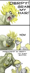 Rating: Safe Score: 0 Tags: bald broly comic crossover derpy_hooves_(mlp) dialogue dragon_ball duo e621 english_text equid equine fail feathered_wings feathers female feral friendship_is_magic grey_body grey_feathers hair hair_grab hasbro hattonslayden hi_res human humanoid male mammal me_gusta meme my_little_pony mythological_creature mythological_equine mythology nom pegasus saiyan simple_background tail text touching_hair wings User: bunchy7s