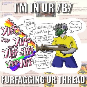 Rating: Safe Score: 0 Tags: /b/ 1:1 4chan clothed clothing dialogue e621 english_text gas_mask grandfathered_content grey_hair gun hair male mask meme ranged_weapon solo text unknown_artist unknown_species weapon User: bunchy7s Rating: Safe Score: 0 Tags: /b/ 1:1 4chan clothed clothing dialogue e621 english_text gas_mask grandfathered_content grey_hair gun hair male mask meme ranged_weapon solo text unknown_artist unknown_species weapon User: bunchy7s