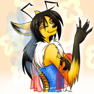 Rating: Safe Score: 0 Tags: 1:1 2010 antennae_(anatomy) anthro arthropod bee black_hair black_nose canid canine clothed clothing corset crossdressing e621 femboy fox fur hair houkuko hybrid hymenopteran insect insect_wings lingerie long_hair looking_at_viewer low_res male mammal neck_tuft rill scarf solo topwear tuft wings yellow_body yellow_eyes yellow_fur User: bunchy7s