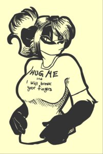 Rating: Safe Score: 0 Tags: anthro badger big_breasts black_and_white breasts clothed clothing e621 english_text female hair half-closed_eyes hug_me_and_i_will_break_your_fingers looking_at_viewer mammal mandi_(touchmybadger) mitti monochrome mustelid musteline narrowed_eyes ponytail shirt solo text topwear uhoh unavailable_at_source User: bunchy7s