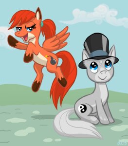 Rating: Safe Score: 0 Tags: alternate_species blue_eyes bomb clothing crossover cutie_mark dana_simpson detailed_background dipstick_ears duo e621 ear_markings equid equine explosives eyelashes feathered_wings feathers female feral flying fur gloves_(marking) grey_body grey_fur grey_hair hair hasbro hat headgear headwear leg_markings looking_at_viewer male mammal markings millicent_mudd multicolored_ears my_little_pony mythological_creature mythological_equine mythology open_mouth open_smile orange_body orange_fur outside ozy_and_millie ozymandias_llewellyn pegasus ponification ponytail quadruped red_hair smile socks_(marking) tail toony top_hat wings yin_yang young User: bunchy7s