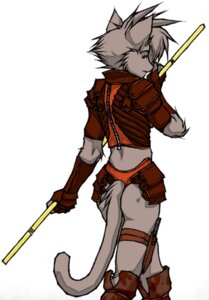 Rating: Safe Score: 0 Tags: anthro armor biped butt clothed clothed_anthro clothed_female clothing dagger digital_media_(artwork) domestic_cat e621 felid feline felis female female_anthro glance holding_object holding_weapon low_res mammal meesh melee_weapon polearm quarterstaff rear_view simple_background solo staff tail unconvincing_armor warrior weapon white_background User: bunchy7s