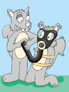 Rating: Questionable Score: 0 Tags: ambiguous_gender anthro asphyxiation bdsm bondage bound breath_play duo e621 fur gas_mask grey_body grey_fur male mammal mask outside rodent sciurid scurrow simple_background tail tree_squirrel what User: bunchy7s