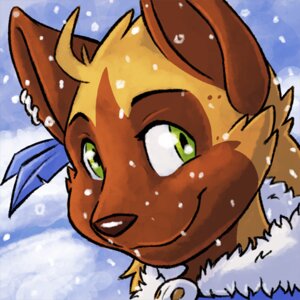 Rating: Safe Score: 0 Tags: 1:1 anthro brown_nose clamcrusher e621 female green_eyes hyena low_res mammal outside snow snowing solo striped_hyena User: bunchy7s