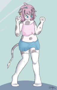 Rating: Explicit Score: 0 Tags: 2014 accessory big_ears blue_eyes bottomwear bovid bovine bow_(feature) bow_accessory bow_ribbon bulge cattle clothed clothing conditional_dnp cream_(michelledb) dairy_cattle detailed_bulge e621 erection erection_under_clothing erection_under_skirt fur genital_outline gynomorph hair hair_accessory hair_bow hair_ribbon hi_res holstein_friesian_cattle intersex legwear mammal michelledb midriff navel penis_outline pink_hair ribbons shirt skirt solo stockings topwear white_body white_fur User: bunchy7s