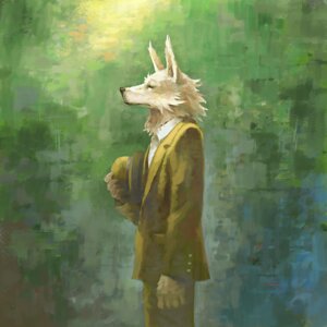 Rating: Safe Score: 0 Tags: 1:1 5_fingers abstract_background anthro biped bottomwear bowler_hat canid canine canis clothed clothing e621 eyes_closed fingers fully_clothed hat headgear headwear holding_clothing holding_hat holding_headgear holding_headwear holding_object jacket male mammal matsukitchi pants shirt side_view solo standing suit topwear wolf User: bunchy7s