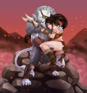 Rating: Safe Score: 0 Tags: 2013 absurd_res anthro armor beard boots bra braided_hair claws clothing duo e621 eye_patch eyewear facial_hair felid female footwear glowing green_eyes hair hi_res hug human league_of_legends lion long_hair male mammal nidalee_(lol) pantherine rengar_(lol) riot_games ryuu901 shoes tencent topknot underwear User: bunchy7s