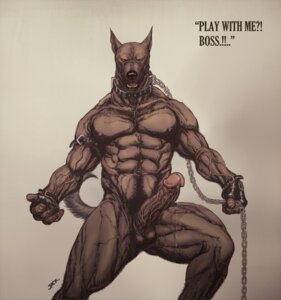 Rating: Explicit Score: 0 Tags: abs anthro armband balls bodily_fluids canid canine canis chain chain_leash clothing collar domestic_dog e621 english_text erection genital_fluids genitals gloves handwear kamuijack leash male mammal muscular muscular_anthro muscular_male nipples nude penis precum precum_string solo tail text vein veiny_penis User: bunchy7s