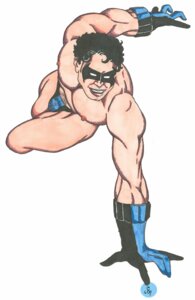 Rating: Questionable Score: 0 Tags: 1boy 2007 artist_signature batman_(series) black_hair christian_(artist) dc dc_comics dick_grayson gloves human male male_only male_pubic_hair male_thong nightwing penis penis_bulge pubic_hair rule34 solo User: bunchy7s