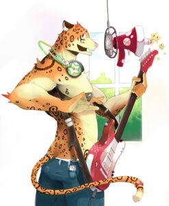 Rating: Questionable Score: 0 Tags: absurd_res anthro biceps blue_eyes bottomwear clothed clothing e621 ear_piercing electric_guitar electronics felid fur guitar headphones hi_res leopard male mammal markings megaphone microphone muscular muscular_anthro muscular_male music musical_instrument ondoteiko pantherine pants pecs piercing playing_guitar playing_music plucked_string_instrument pose singing solo string_instrument tail topless underwear window User: bunchy7s