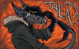 Rating: Safe Score: 0 Tags: abstract_background anthro clothing collar dragon e621 gloves hair half-length_portrait handwear hat headgear headwear looking_at_viewer male mythological_creature mythological_scalie mythology portrait scalie short_hair simple_background solo tail thea thea_reven tongue tongue_out User: bunchy7s