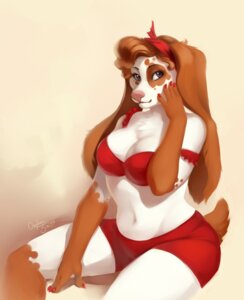 Rating: Safe Score: 0 Tags: absurd_res anthro big_breasts black_eyes breasts brown_body brown_fur brown_hair canid canine canis clothed clothing domestic_dog e621 female fur hair hi_res looking_at_viewer mammal off_shoulder orphen-sirius pink_nose solo white_hair User: bunchy7s
