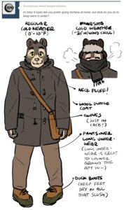 Rating: Safe Score: 0 Tags: anthro artdecade bear boots bottomwear clothed clothing coat cold e621 english_text footwear front_view fully_clothed gloves handwear hat headgear headwear male mammal messenger_bag pants scarf shoes sloth_bear solo text topwear tumblr ursine willy_(artdecade) User: bunchy7s